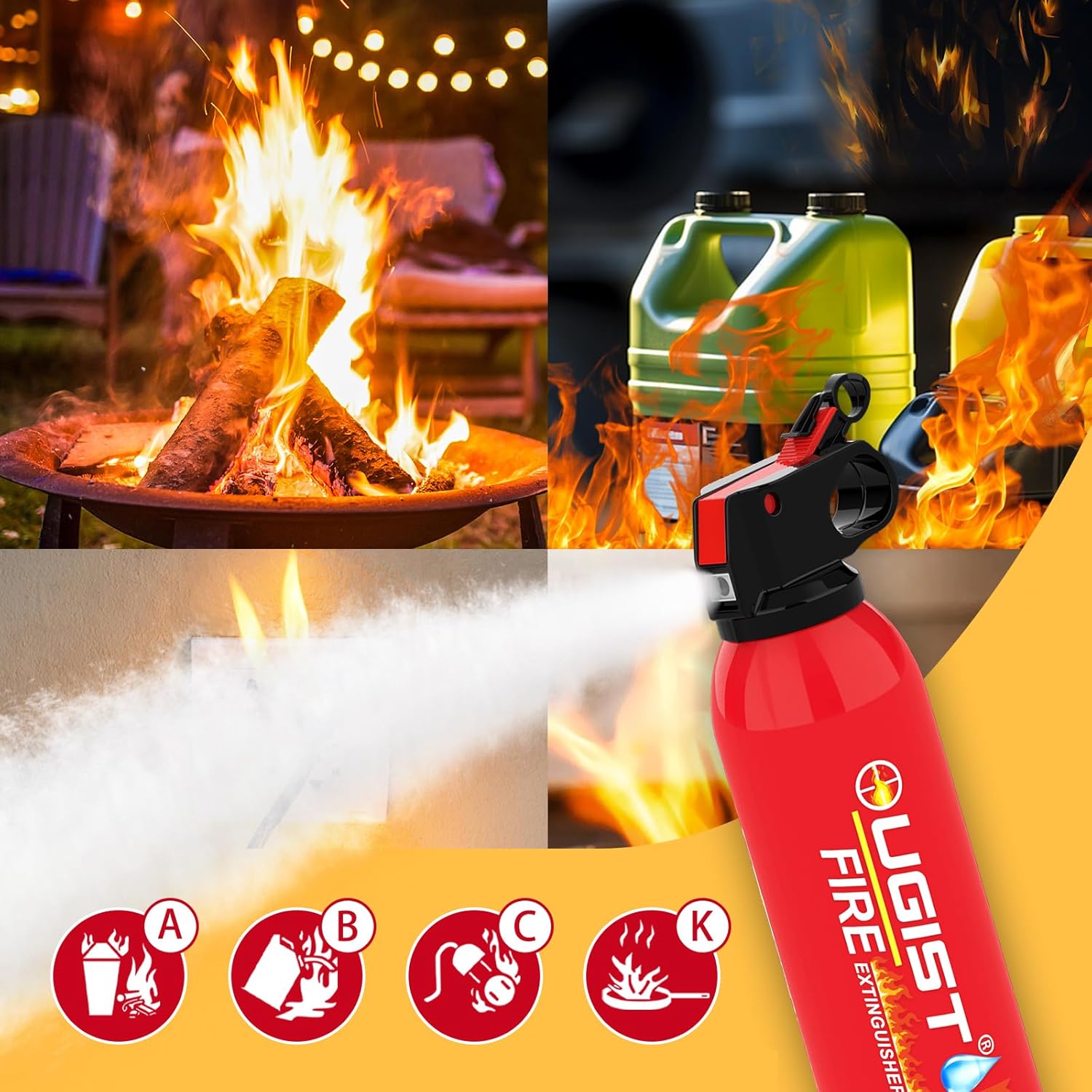 Small Portable Fire Extinguisher - 21 Oz for Home and Car - Quick Emergency Response, Water-Based Solution for Safe and Easy Cleanup