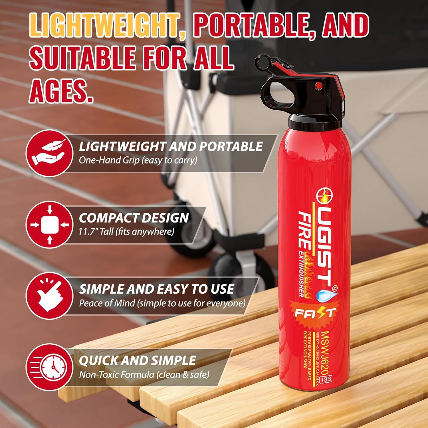Small Portable Fire Extinguisher - 21 Oz for Home and Car - Quick Emergency Response, Water-Based Solution for Safe and Easy Cleanup